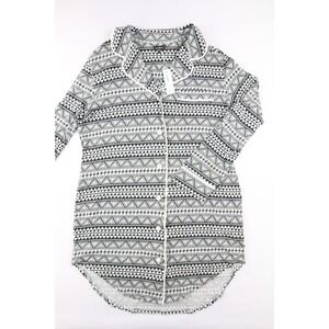 Cosabella Geometric Night Shirt Black White Size L Collared Pocket 129.99$